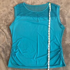 New York & Company Teal Blouse w/ Lace Detail